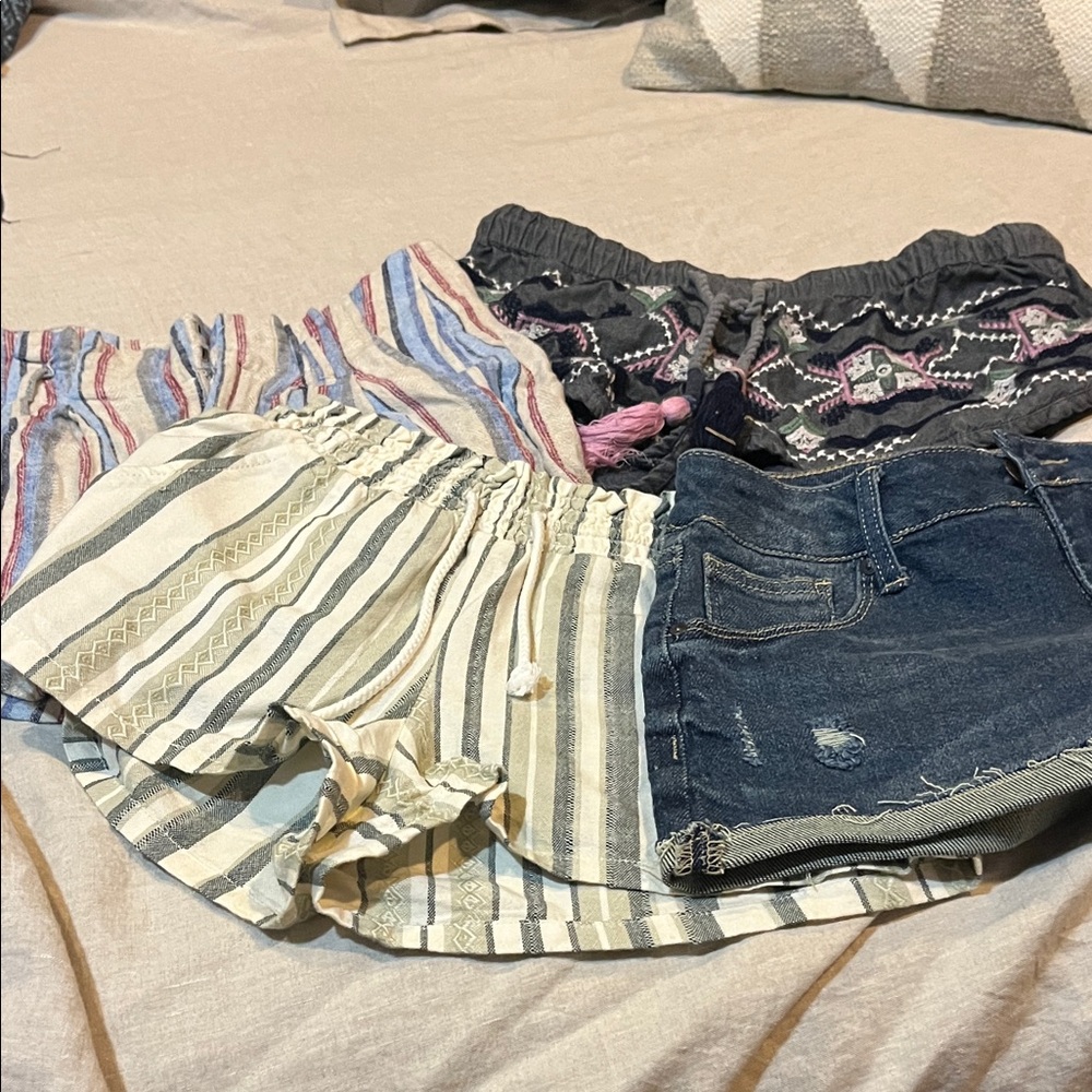 Denim and Patterned Shorts Duo